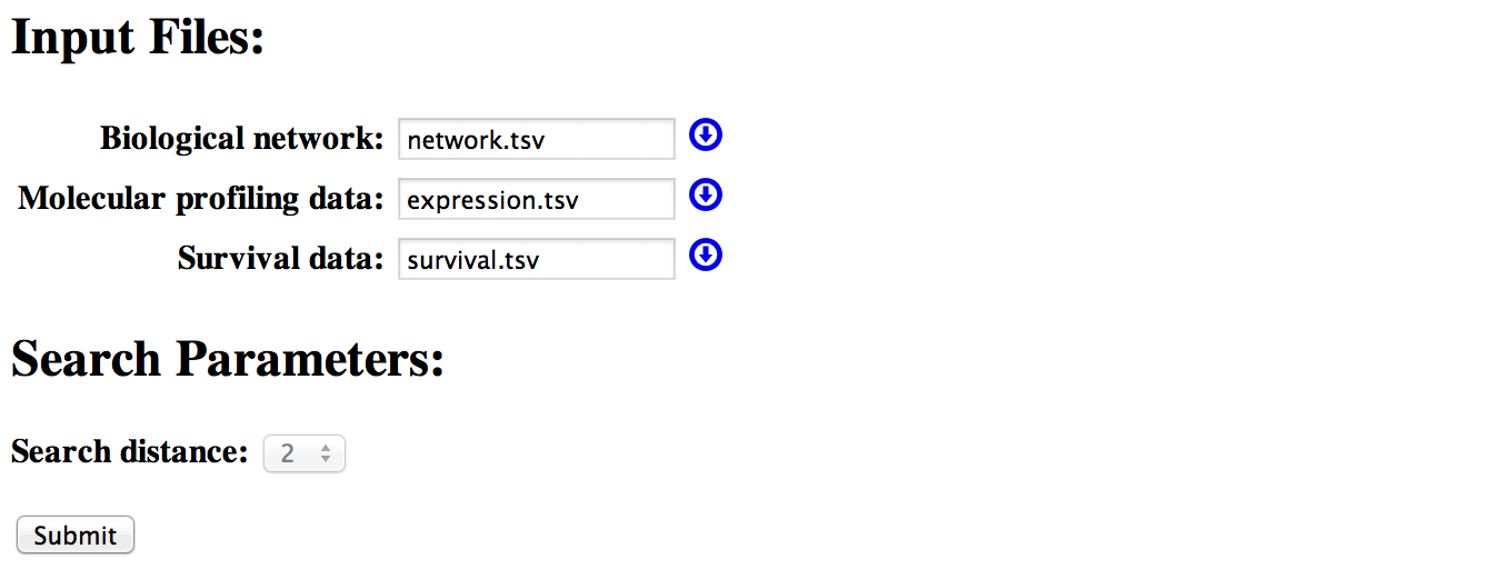 screenshot of submission form highlighting submit button