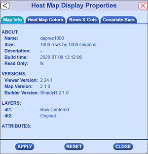 Display Properties Dialog with Map Info Tab selected.